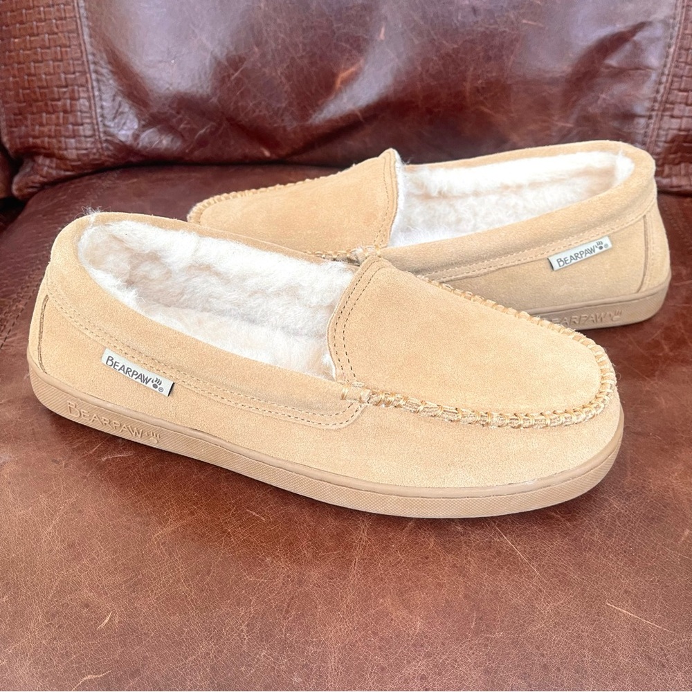 Bearpaw Angel Genuine Suede Wool Blend Lined Moccasin Slipper Shoes - Picture 4 of 12